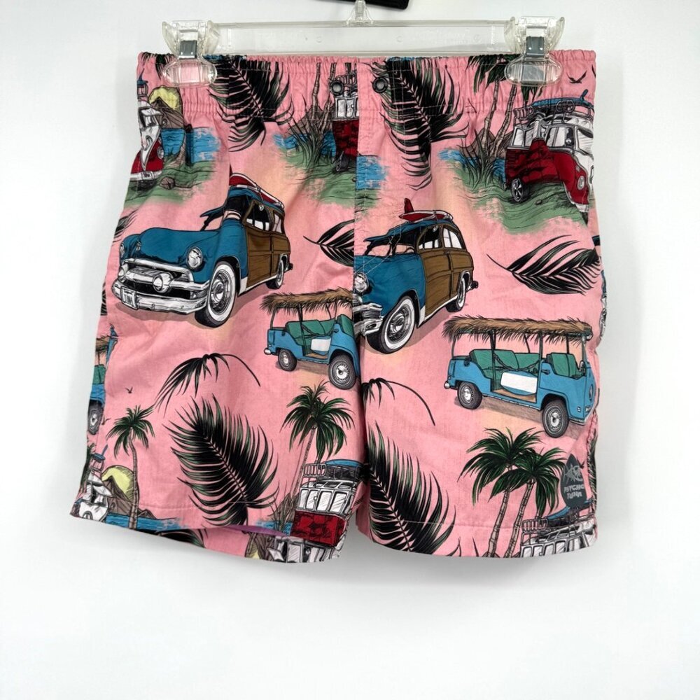 Psycho Tuna Board Shorts Mens small trunks swim  Cars Camper Surf Island Beach